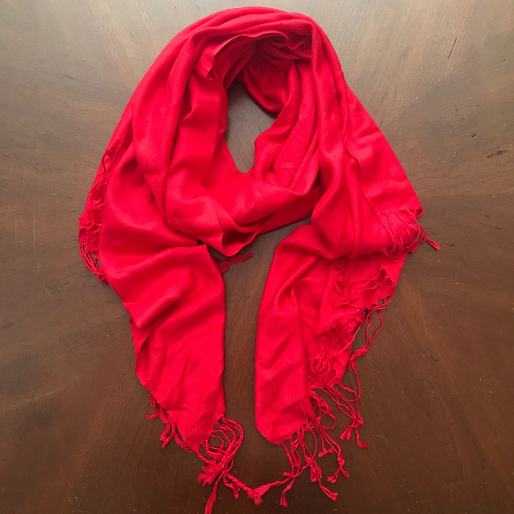 Red Pashmina with fringe